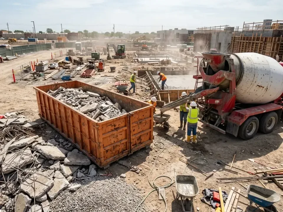 concrete-contractor-job-site-c-007 — detailed close-up, Local Dumpster Rental in Rutherford, PA